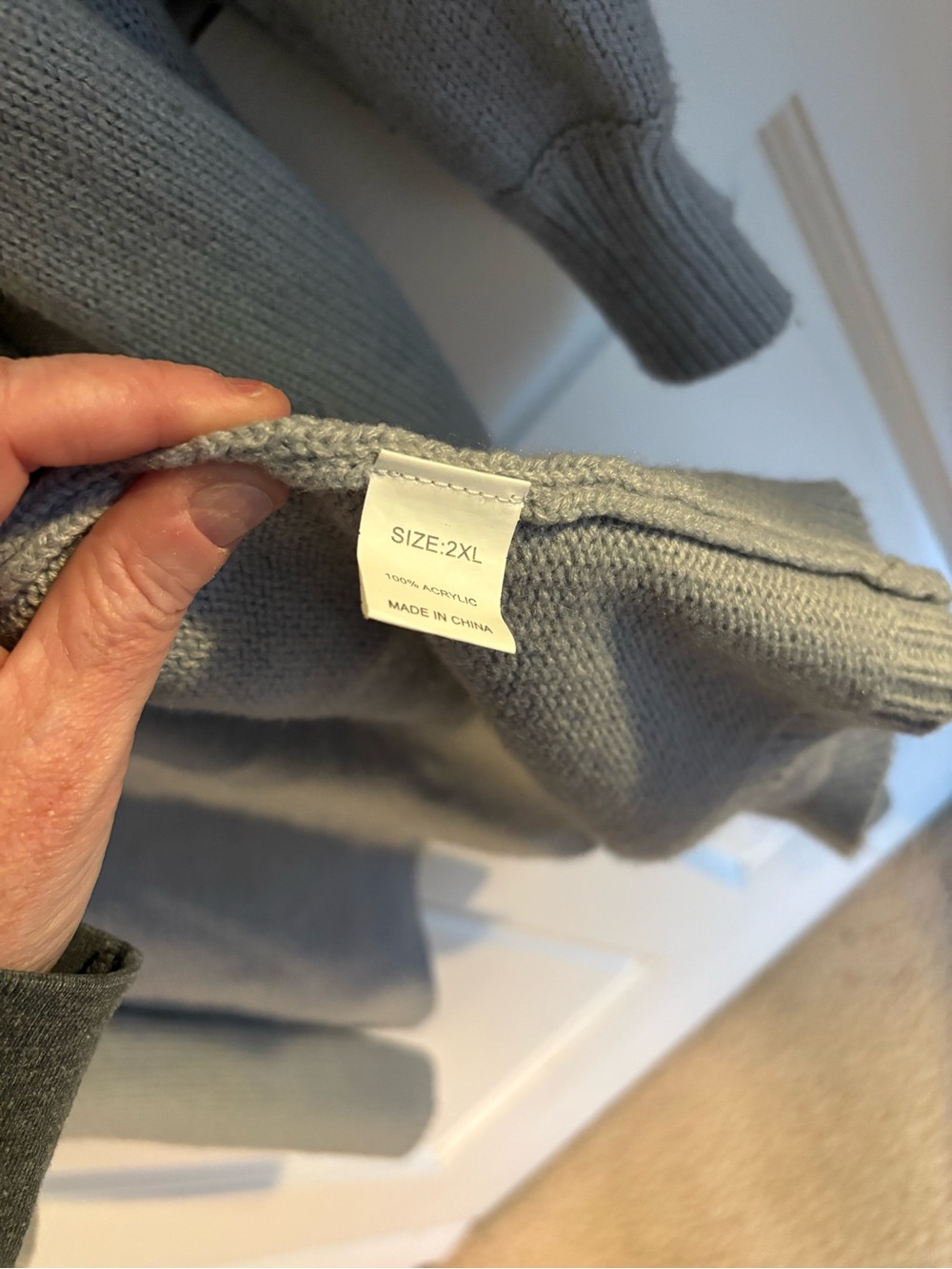 Light Gray Women's Open Cardigan with Rainbow Sleeve Stripes - Picture 6 of 6